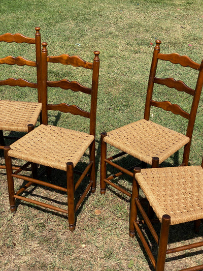 Set Quattro sedie legno paglia Salvarani anni '60