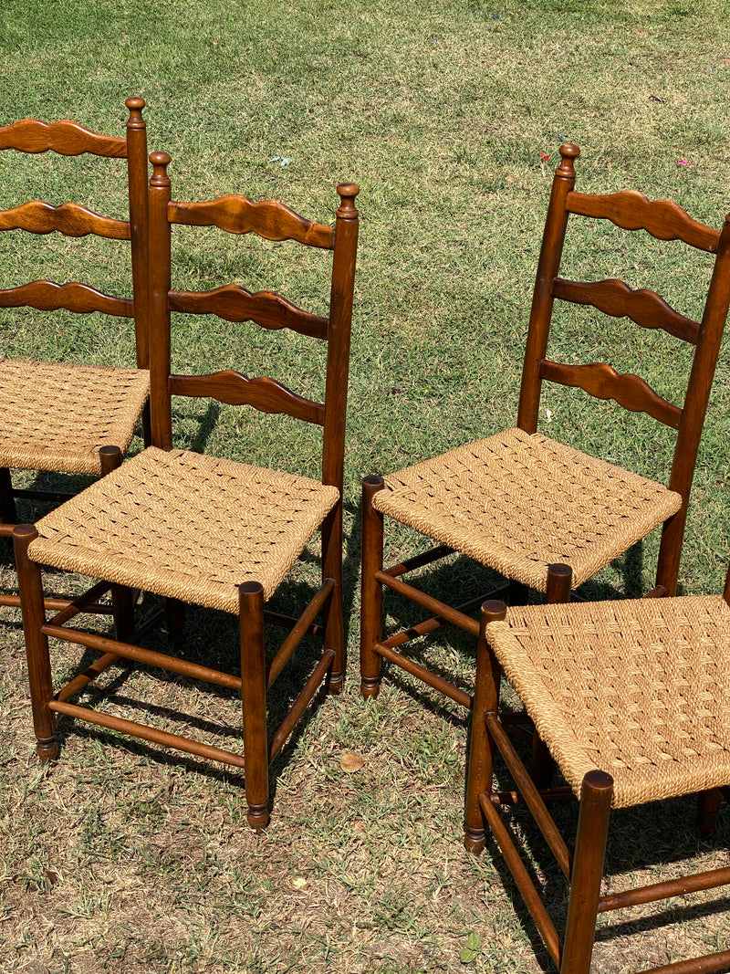 Set Quattro sedie legno paglia Salvarani anni &