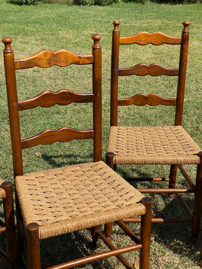 Set Quattro sedie legno paglia Salvarani anni '60