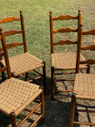 Set Quattro sedie legno paglia Salvarani anni '60