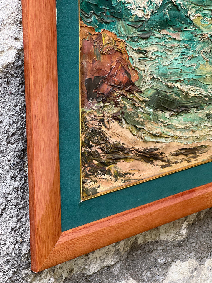 Dipinto a Olio su Tela – Paesaggio Marino con Scogliera
