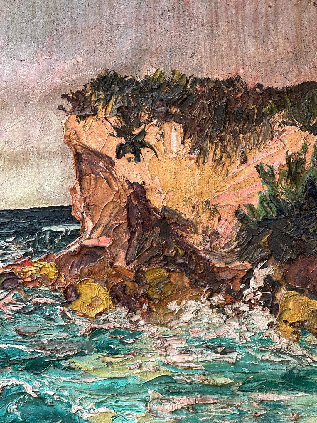 Dipinto a Olio su Tela – Paesaggio Marino con Scogliera
