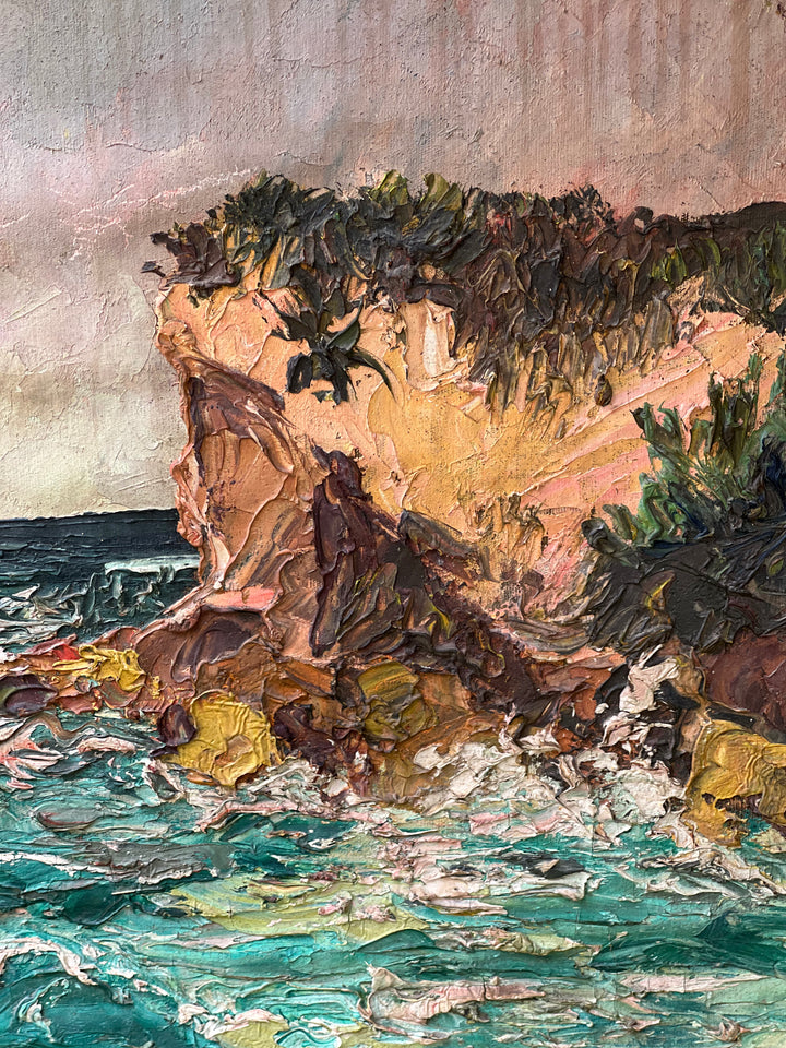 Dipinto a Olio su Tela – Paesaggio Marino con Scogliera