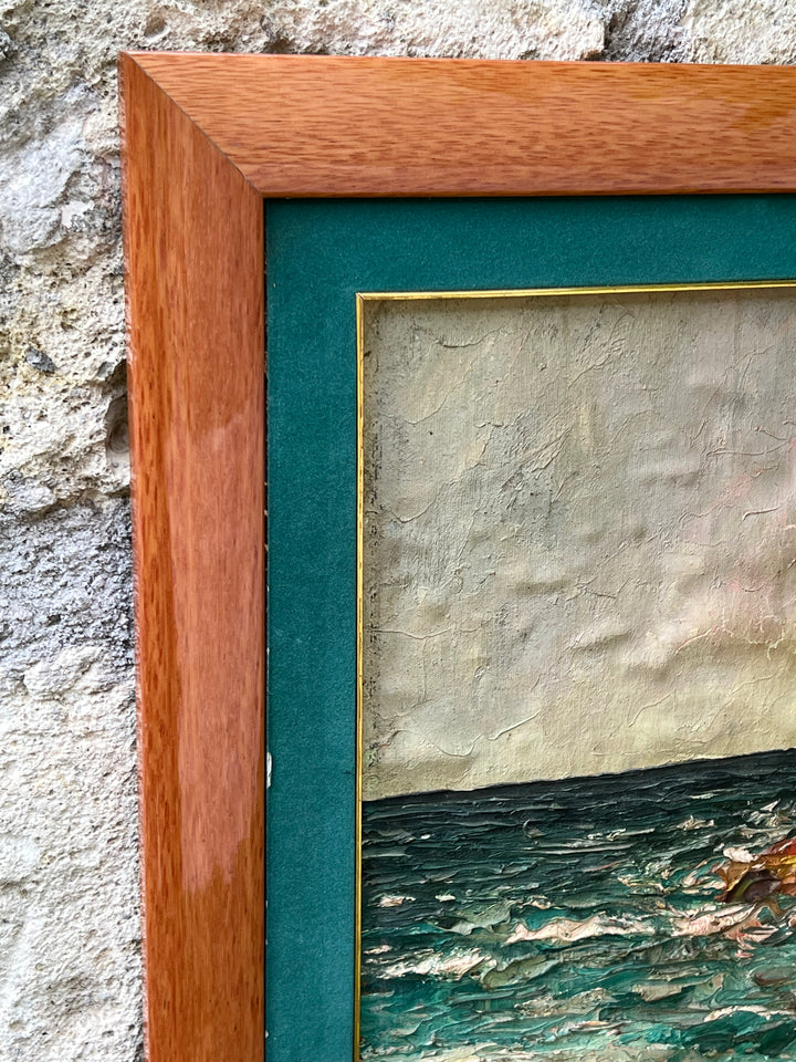Dipinto a Olio su Tela – Paesaggio Marino con Scogliera