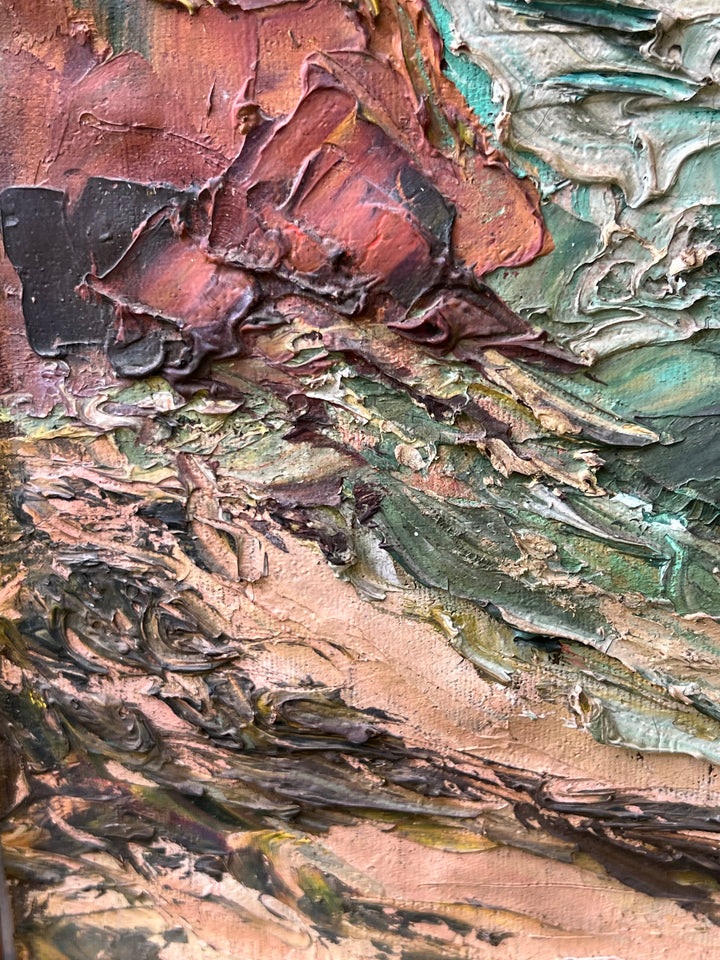 Dipinto a Olio su Tela – Paesaggio Marino con Scogliera
