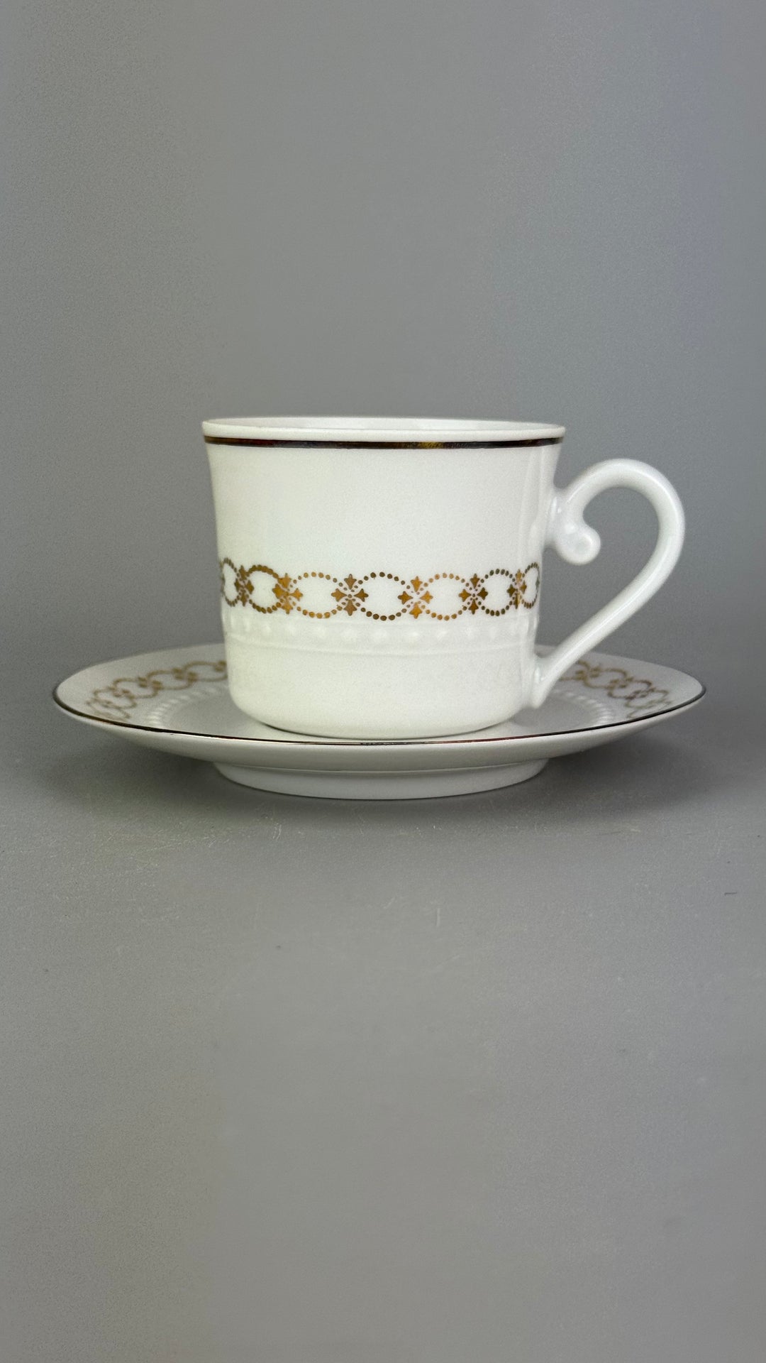 Servizio da caffè vintage Bareuther Waldsassen Bavaria in porcellana bianca e oro 12 persone