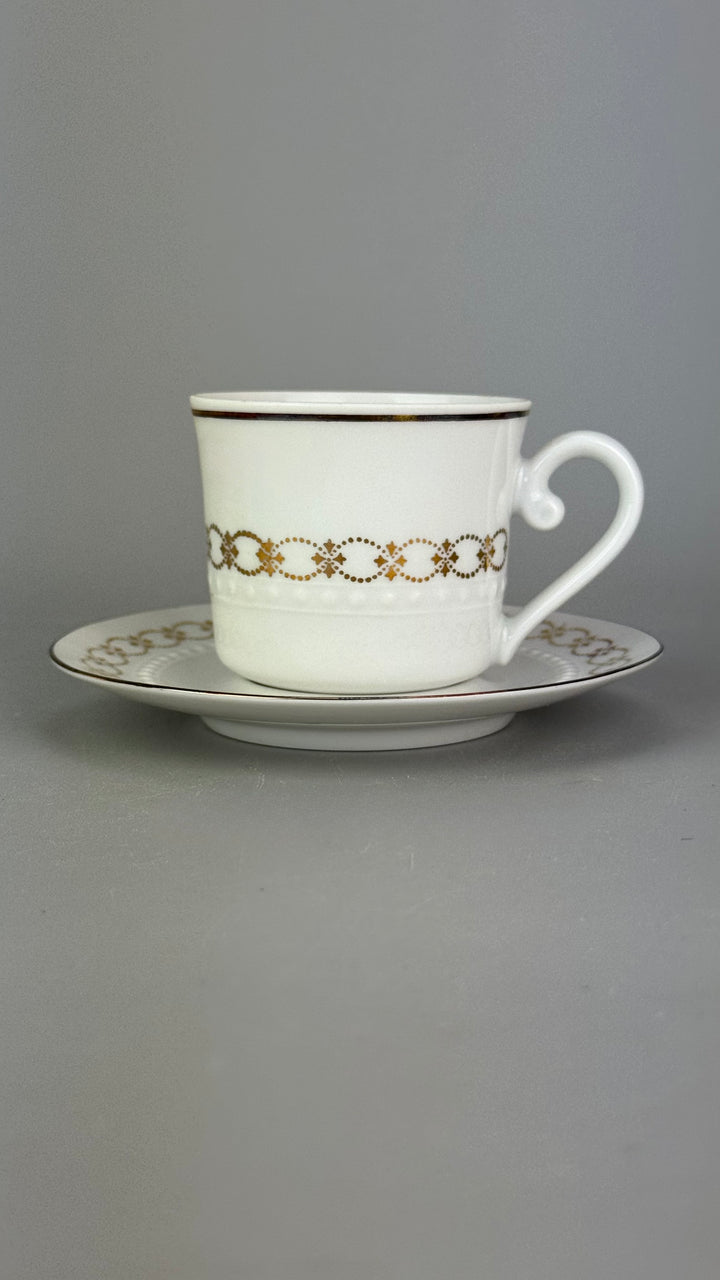 Servizio da caffè vintage Bareuther Waldsassen Bavaria in porcellana bianca e oro 12 persone