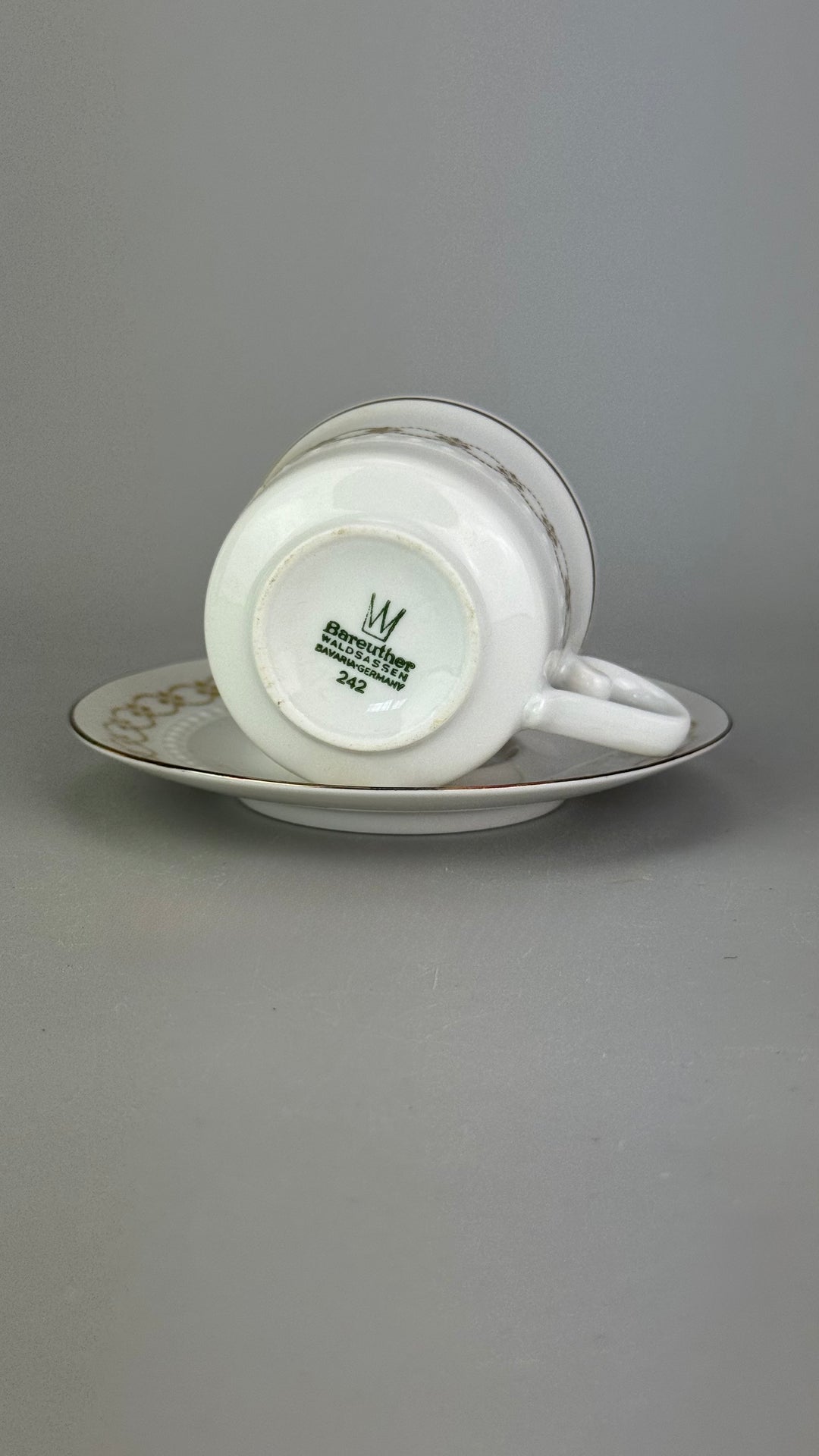 Servizio da caffè vintage Bareuther Waldsassen Bavaria in porcellana bianca e oro 12 persone