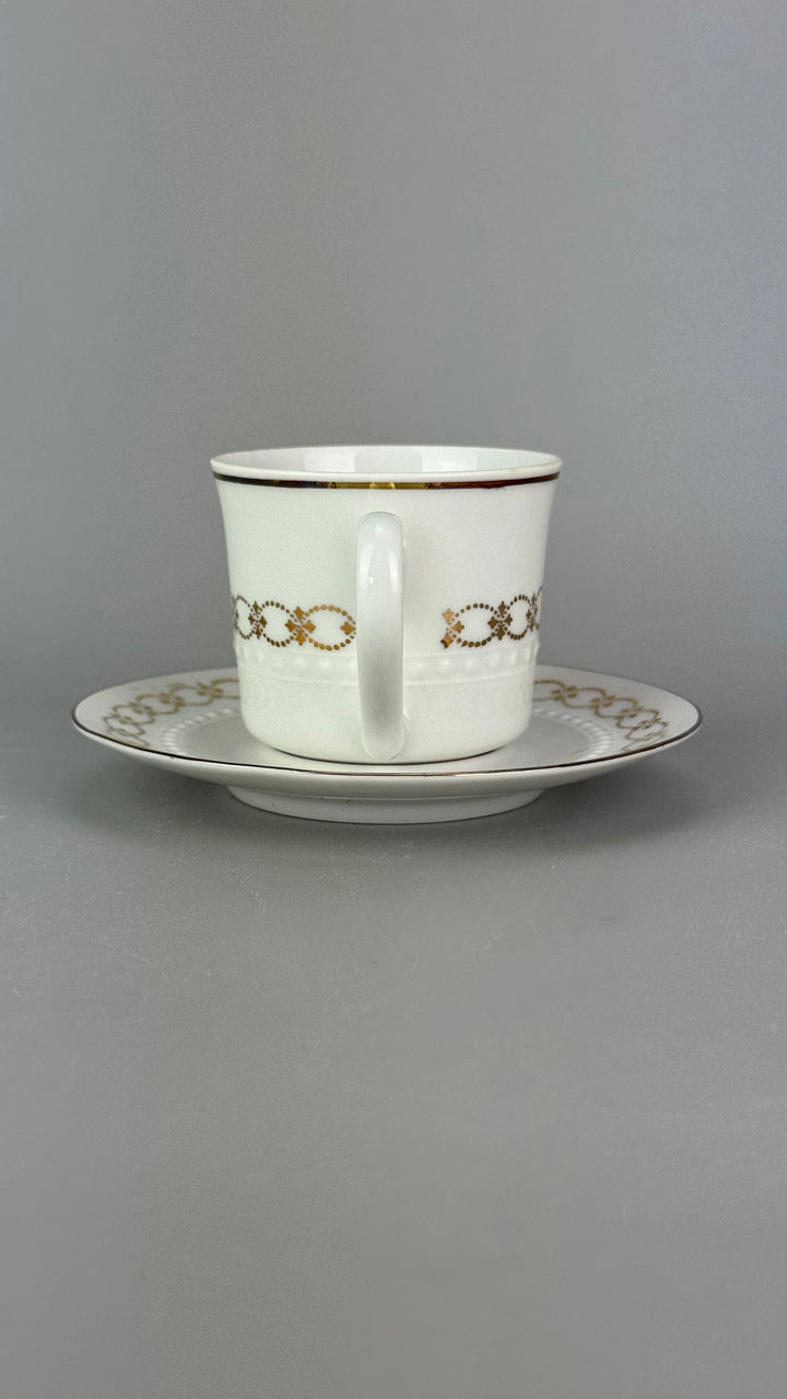 Servizio da caffè vintage Bareuther Waldsassen Bavaria in porcellana bianca e oro 12 persone