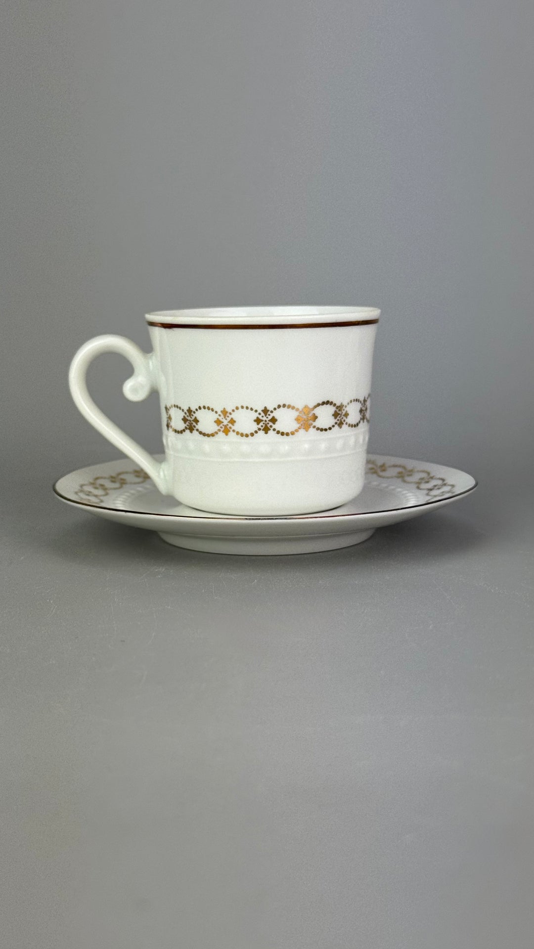 Servizio da caffè vintage Bareuther Waldsassen Bavaria in porcellana bianca e oro 12 persone