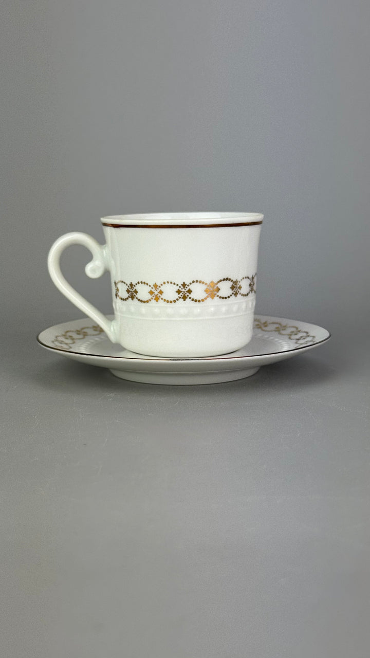 Servizio da caffè vintage Bareuther Waldsassen Bavaria in porcellana bianca e oro 12 persone