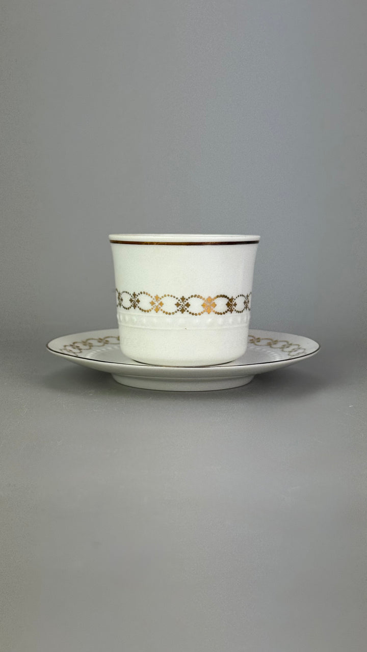 Servizio da caffè vintage Bareuther Waldsassen Bavaria in porcellana bianca e oro 12 persone