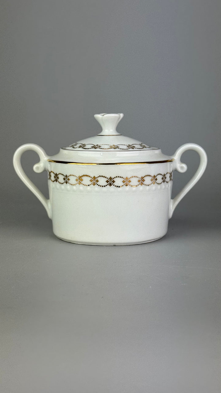 Servizio da caffè vintage Bareuther Waldsassen Bavaria in porcellana bianca e oro 12 persone