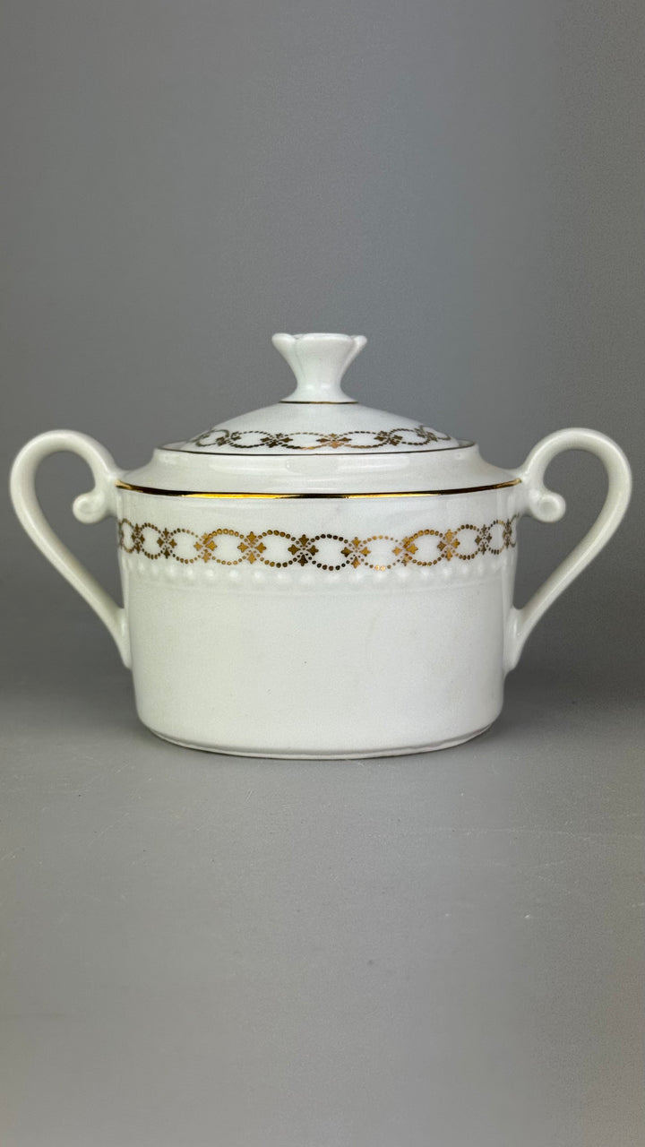 Servizio da caffè vintage Bareuther Waldsassen Bavaria in porcellana bianca e oro 12 persone