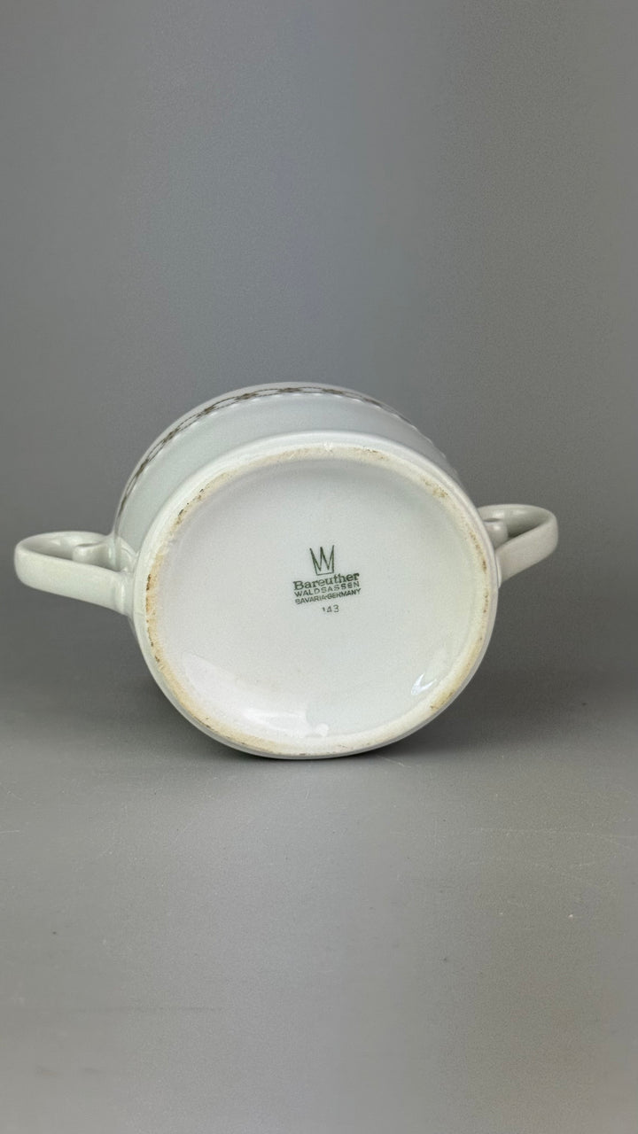 Servizio da caffè vintage Bareuther Waldsassen Bavaria in porcellana bianca e oro 12 persone