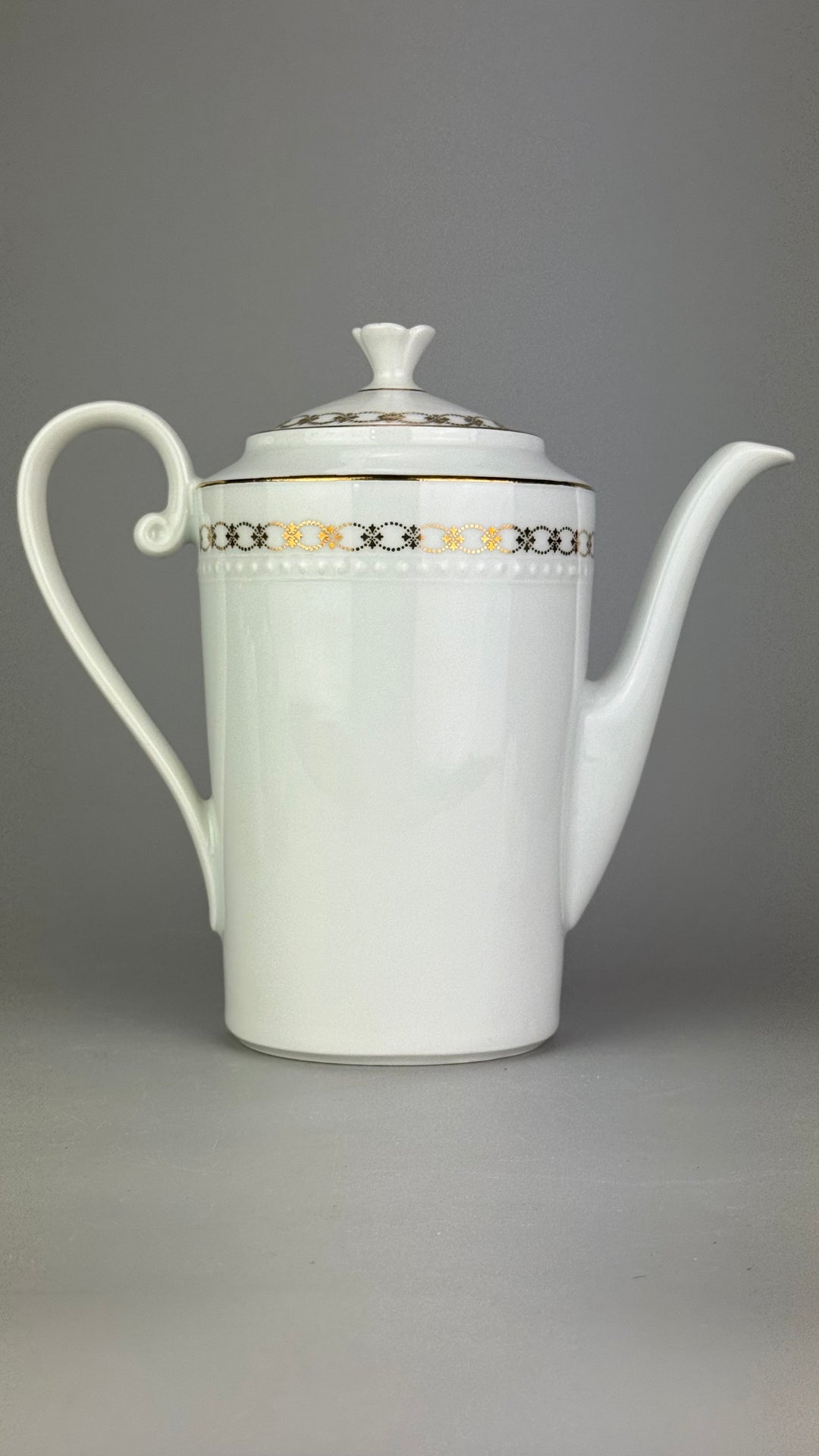 Servizio da caffè vintage Bareuther Waldsassen Bavaria in porcellana bianca e oro 12 persone