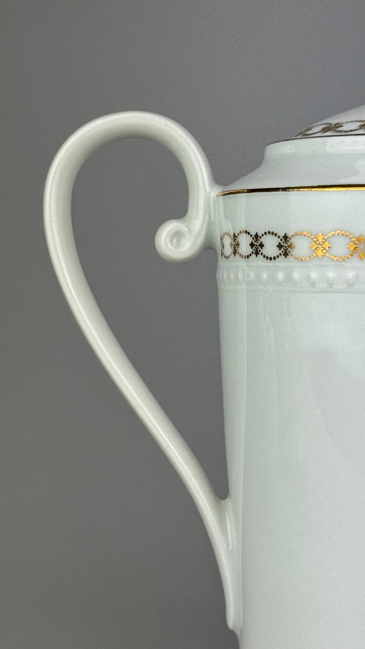 Servizio da caffè vintage Bareuther Waldsassen Bavaria in porcellana bianca e oro 12 persone