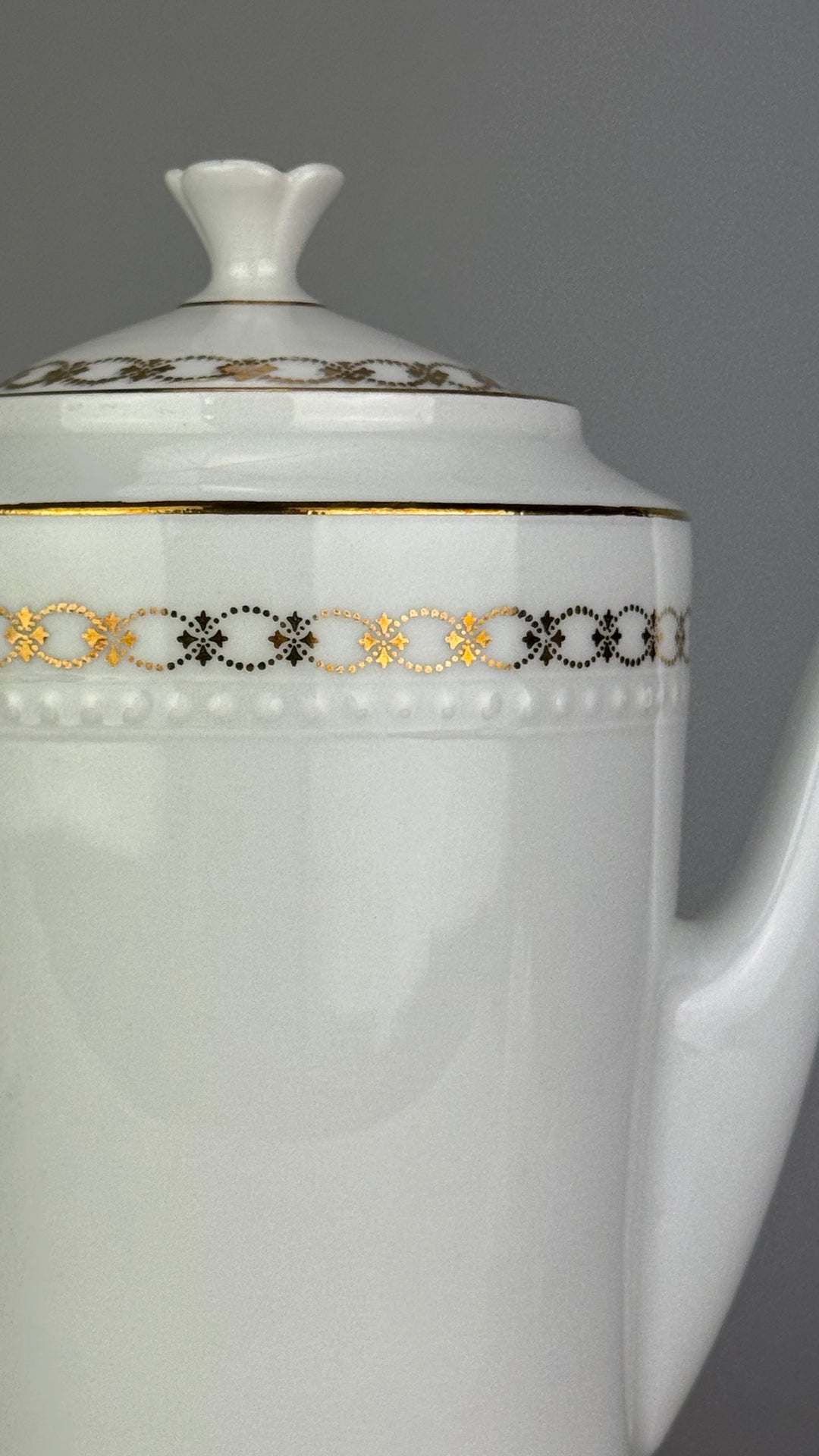 Servizio da caffè vintage Bareuther Waldsassen Bavaria in porcellana bianca e oro 12 persone