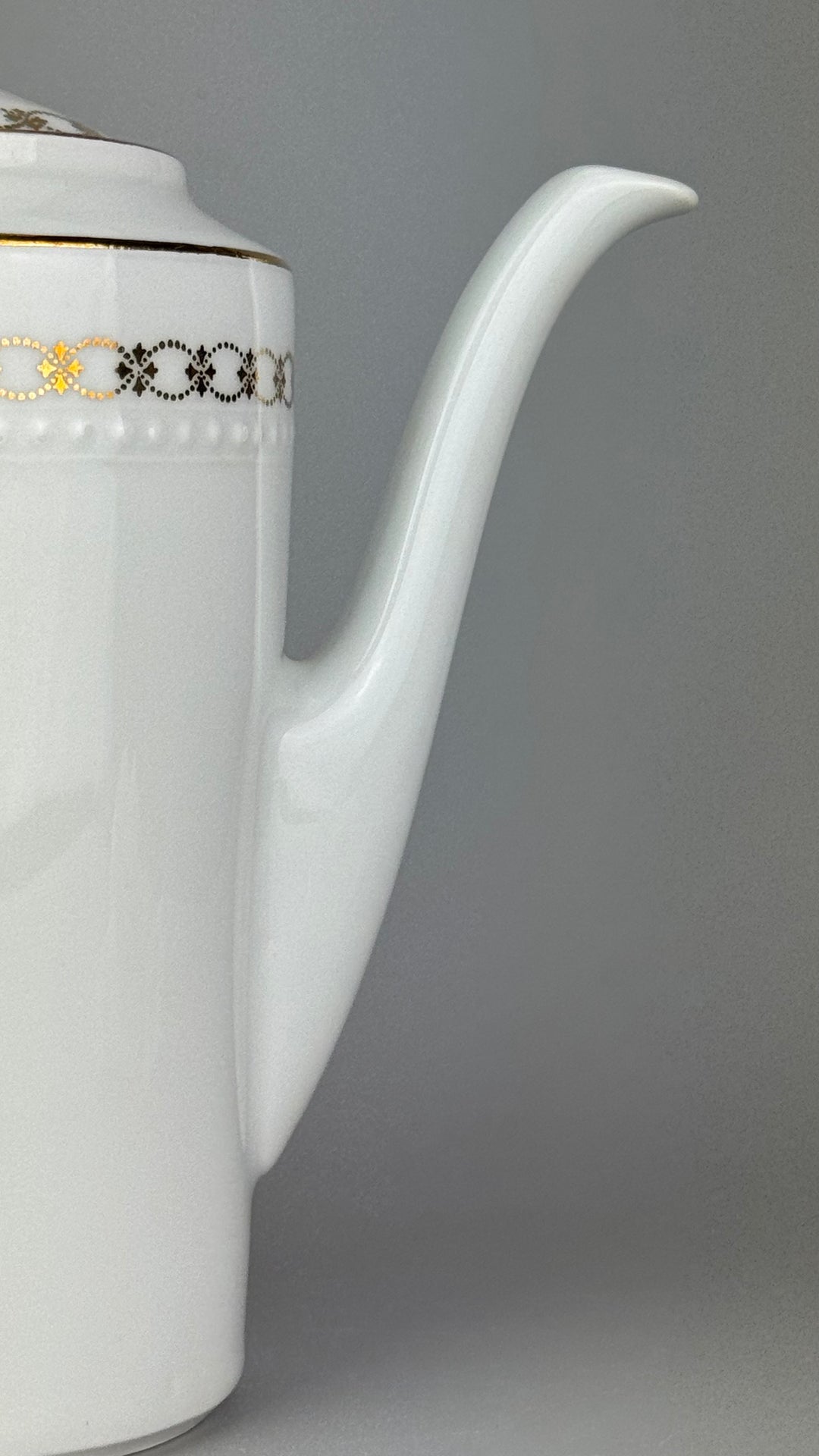 Servizio da caffè vintage Bareuther Waldsassen Bavaria in porcellana bianca e oro 12 persone
