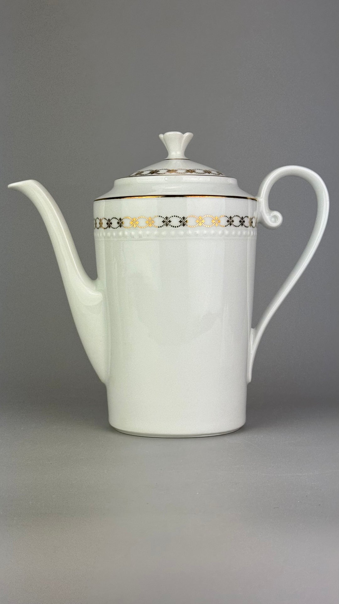 Servizio da caffè vintage Bareuther Waldsassen Bavaria in porcellana bianca e oro 12 persone