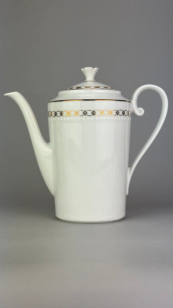 Servizio da caffè vintage Bareuther Waldsassen Bavaria in porcellana bianca e oro 12 persone