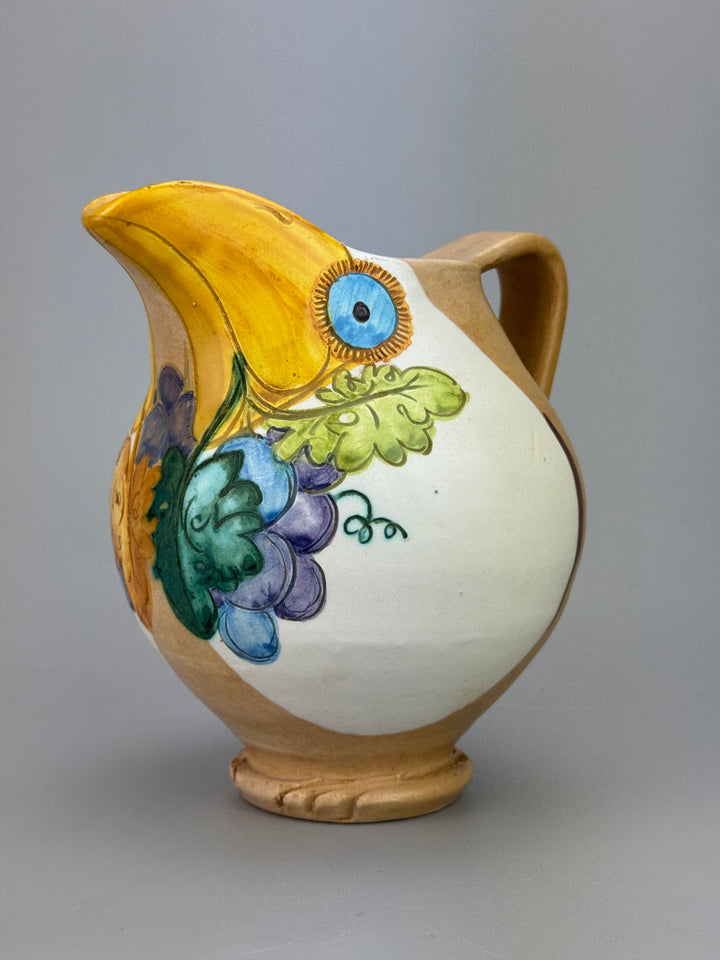 Brocca in ceramica Bandarin decoro Tucano dipinto a mano