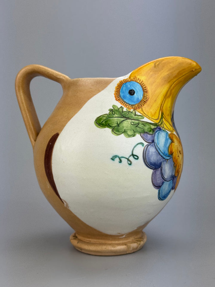 Brocca in ceramica Bandarin decoro Tucano dipinto a mano