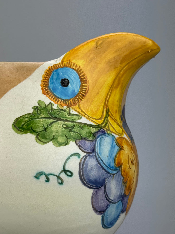 Brocca in ceramica Bandarin decoro Tucano dipinto a mano