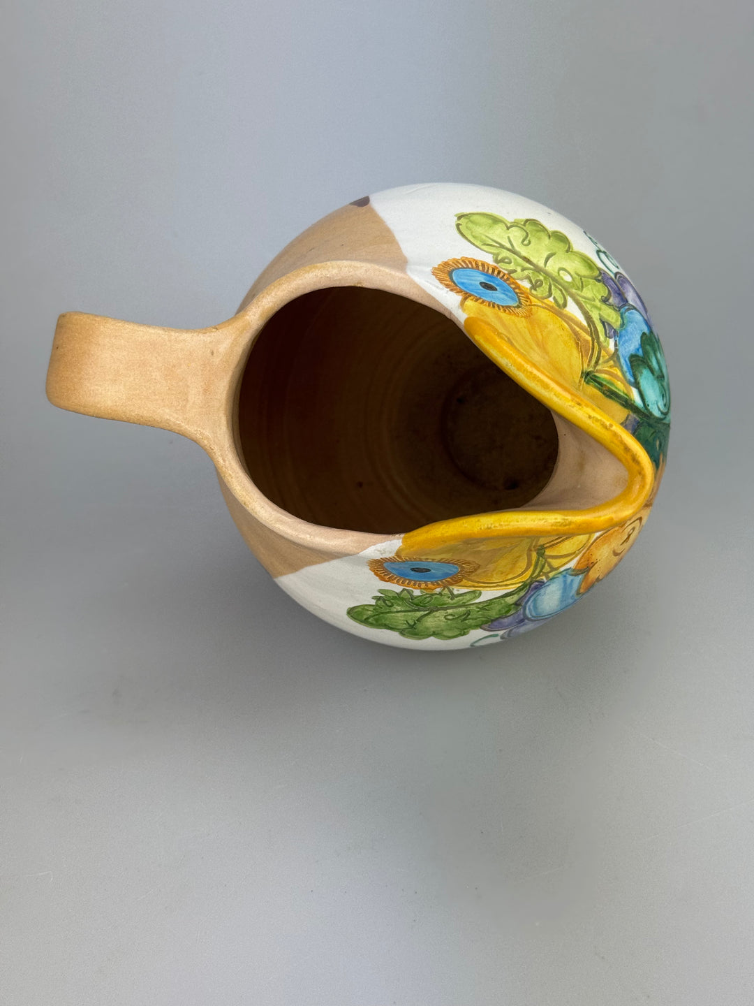 Brocca in ceramica Bandarin decoro Tucano dipinto a mano
