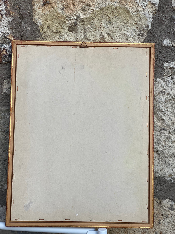 Quadro a Olio con Bouquet di Fiori – Firmato, Cornice Verde e Oro, Vintage