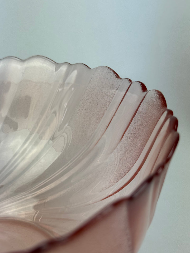 Set macedonia 6 persone vintage Vereco France in vetro rosa