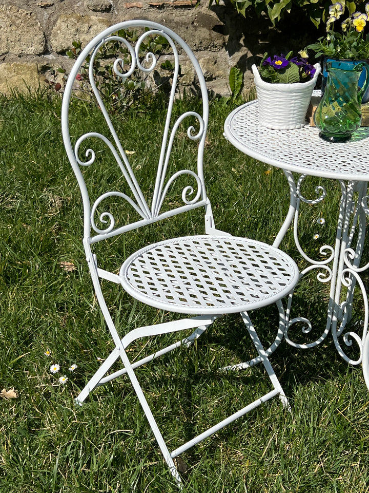 Set da giardino tavolo e due sedie bianco