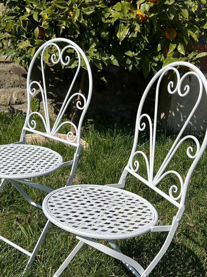 Set da giardino tavolo e due sedie bianco