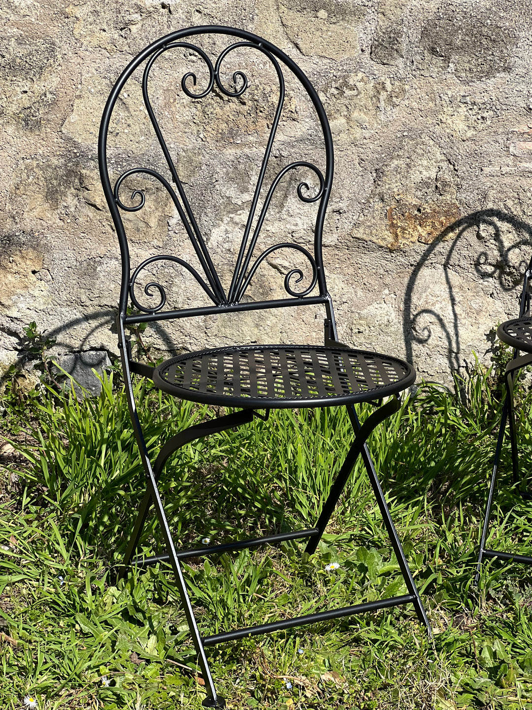 Set da giardino tavolo e due sedie nero