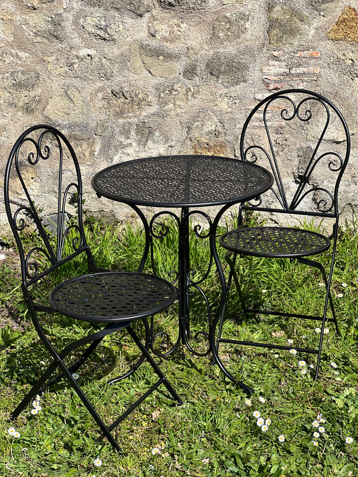 Set da giardino tavolo e due sedie nero