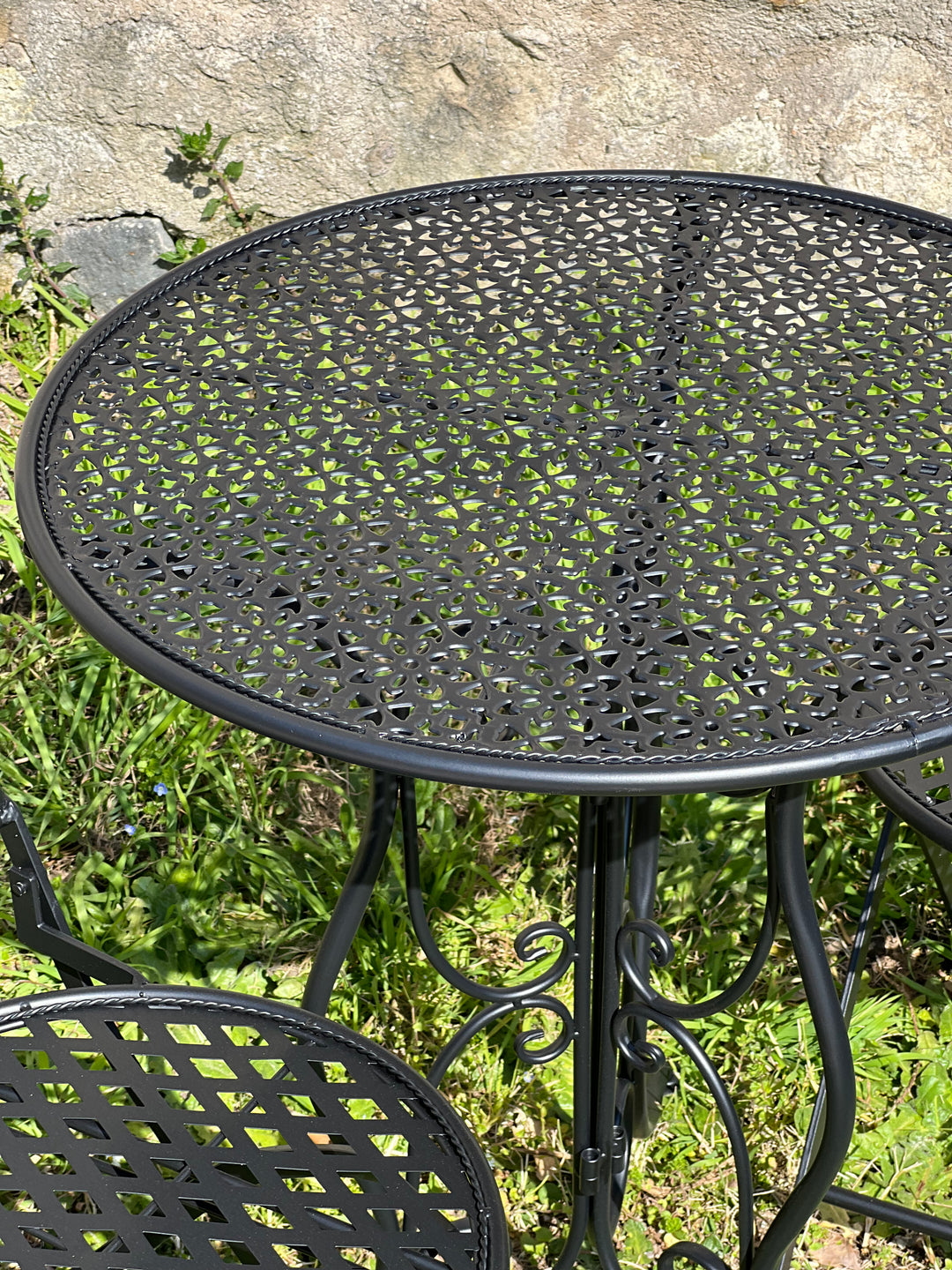 Set da giardino tavolo e due sedie nero