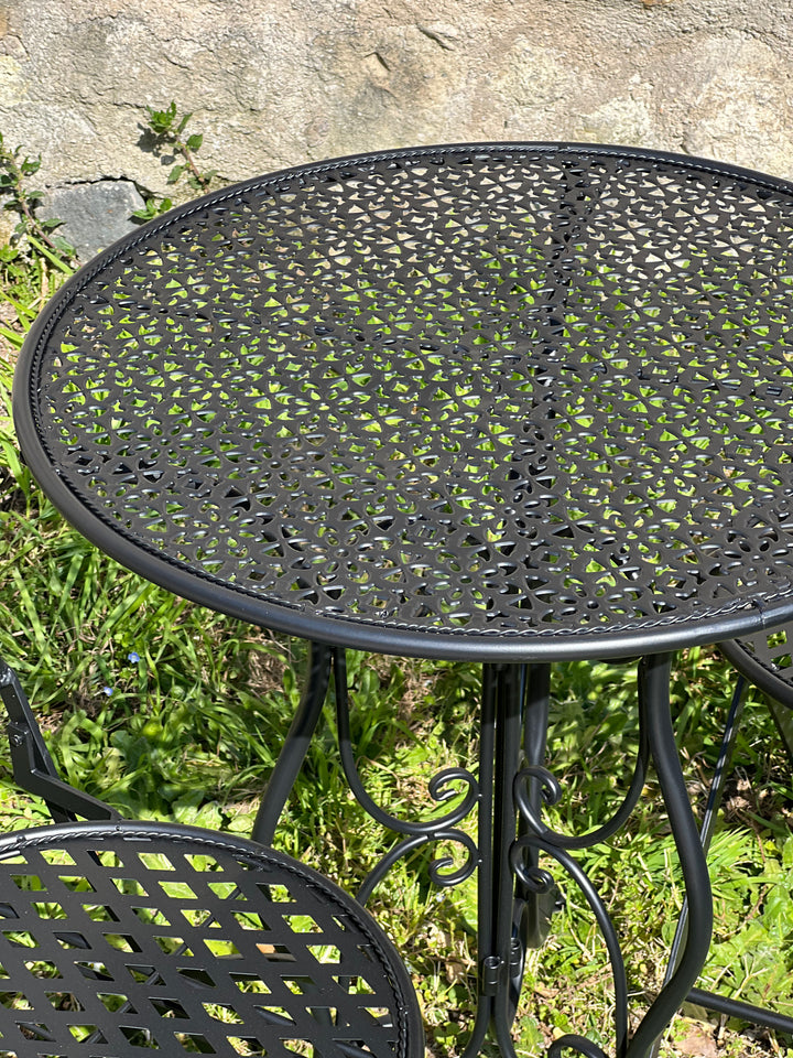 Set da giardino tavolo e due sedie nero