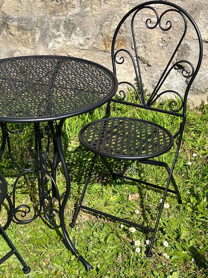Set da giardino tavolo e due sedie nero
