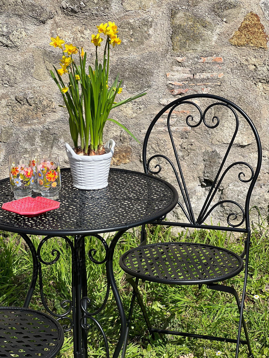 Set da giardino tavolo e due sedie nero