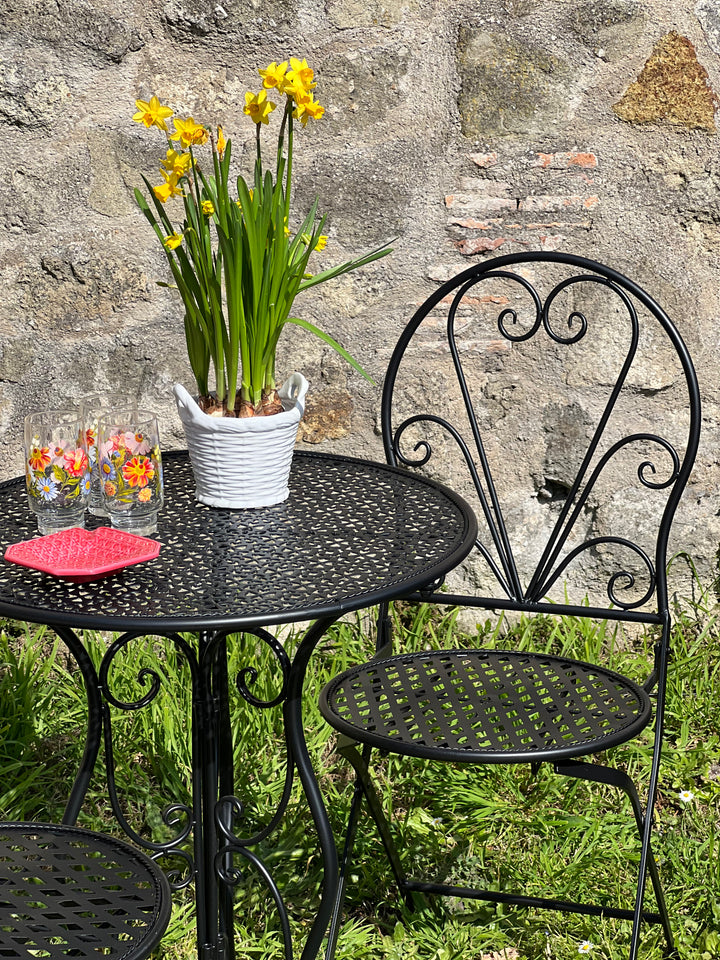 Set da giardino tavolo e due sedie nero
