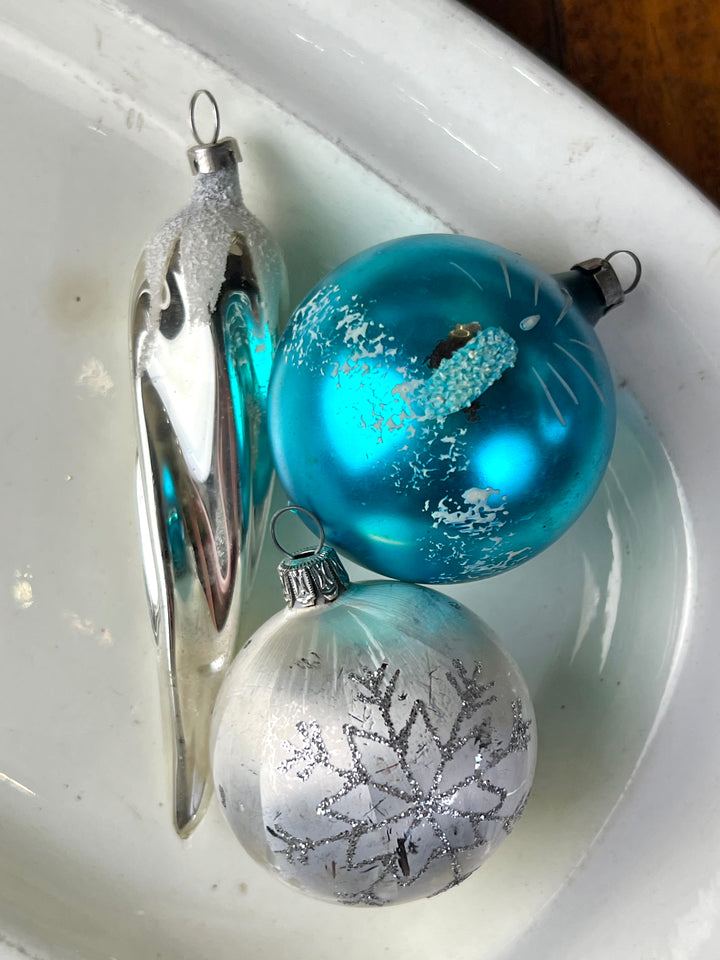 Set dieci palline vetro vintage "Babbo blu"