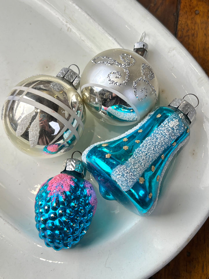 Set dieci palline vetro vintage "Babbo blu"