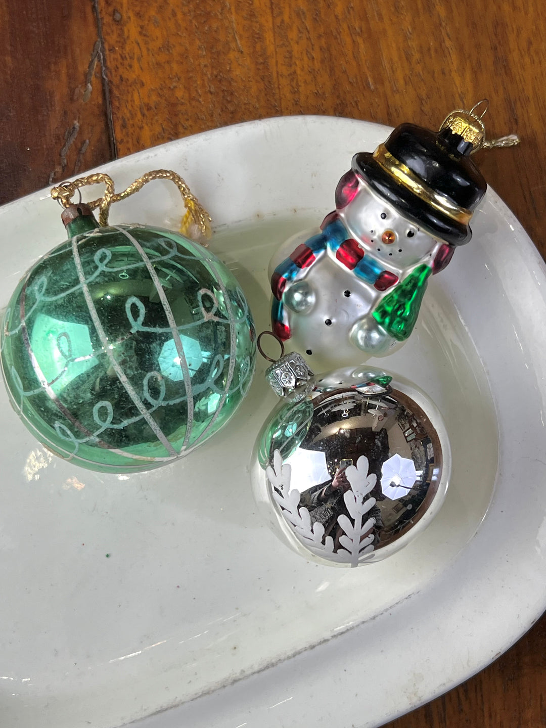 Set dieci palline vetro vintage "Pupazzo di Neve"