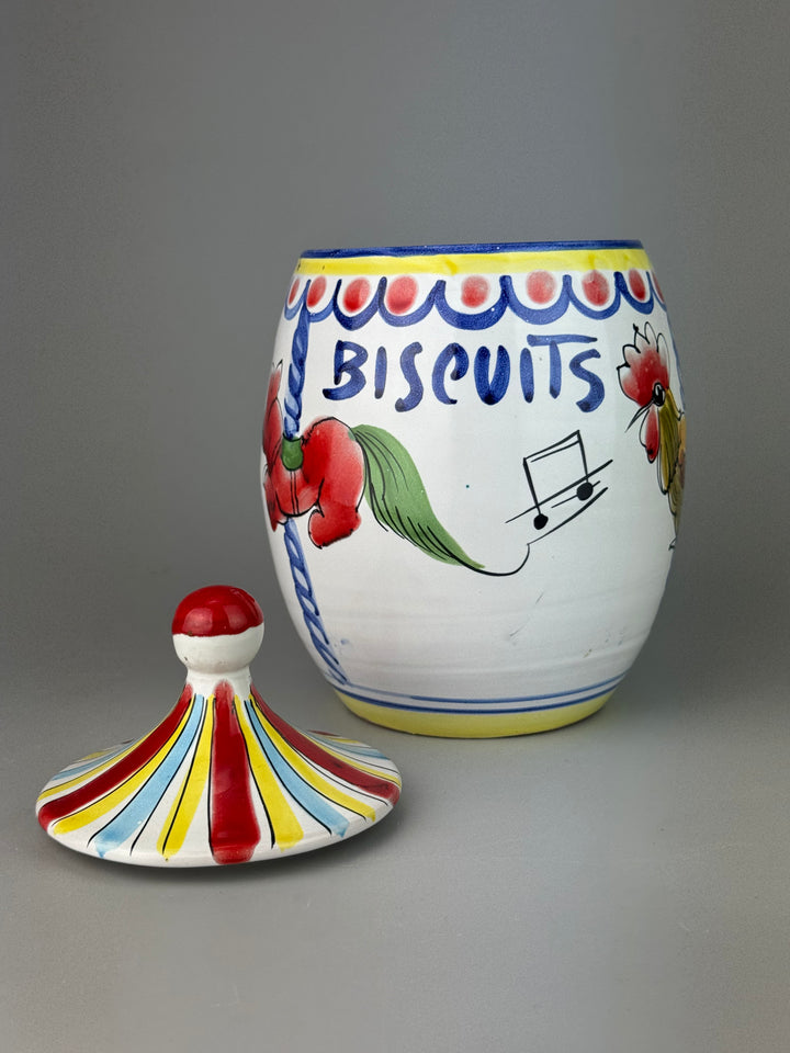 Barattolo vintage portabiscotti in ceramica dipinta Made in Italy