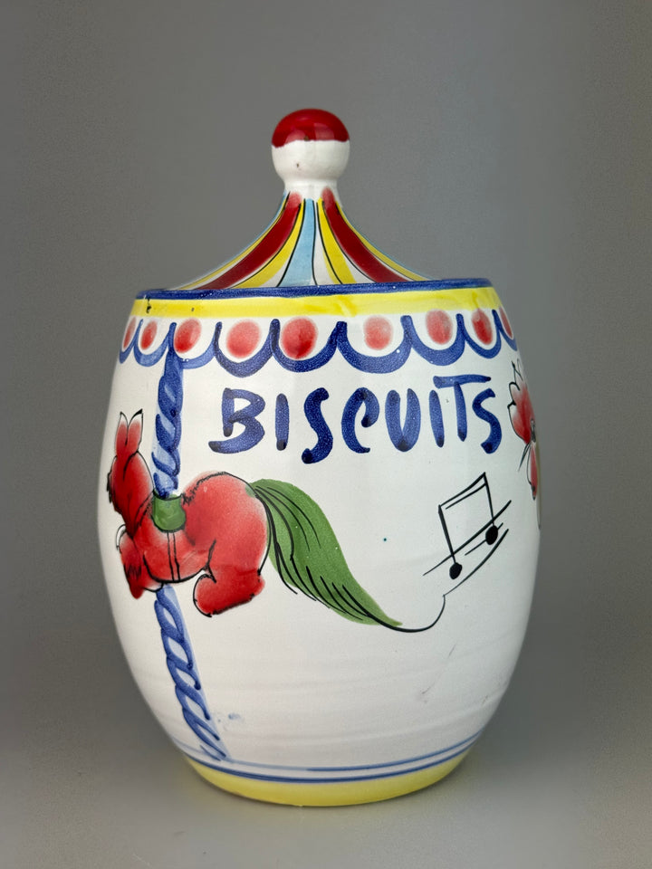 Barattolo vintage portabiscotti in ceramica dipinta Made in Italy