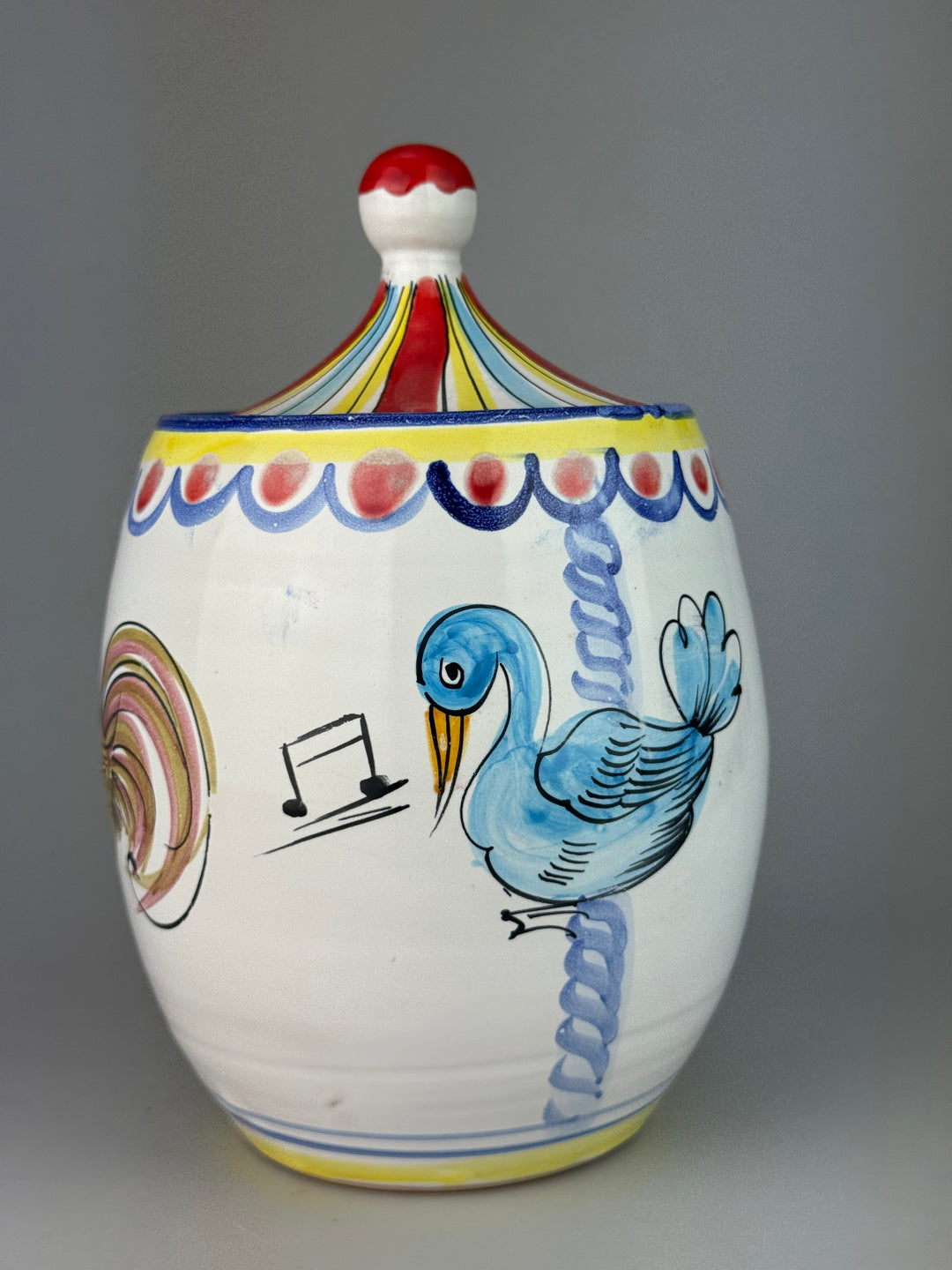 Barattolo vintage portabiscotti in ceramica dipinta Made in Italy