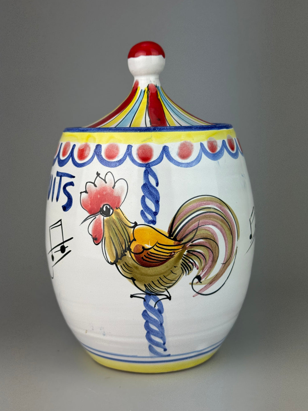 Barattolo vintage portabiscotti in ceramica dipinta Made in Italy