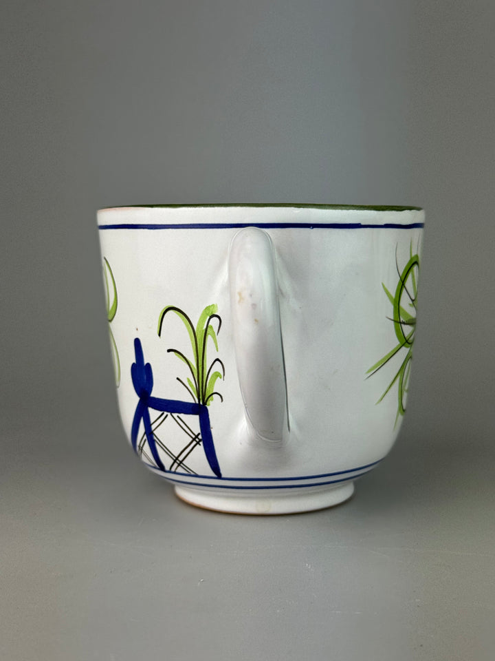 Coppia di tazze vintage in ceramica dipinte a mano decoro garofano
