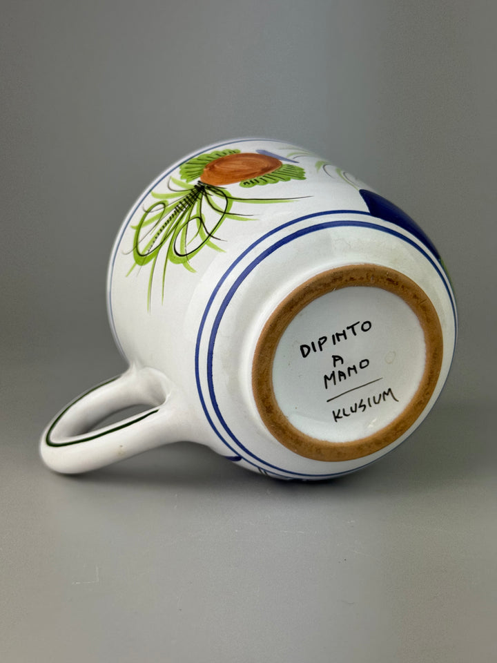 Coppia di tazze vintage in ceramica dipinte a mano decoro garofano