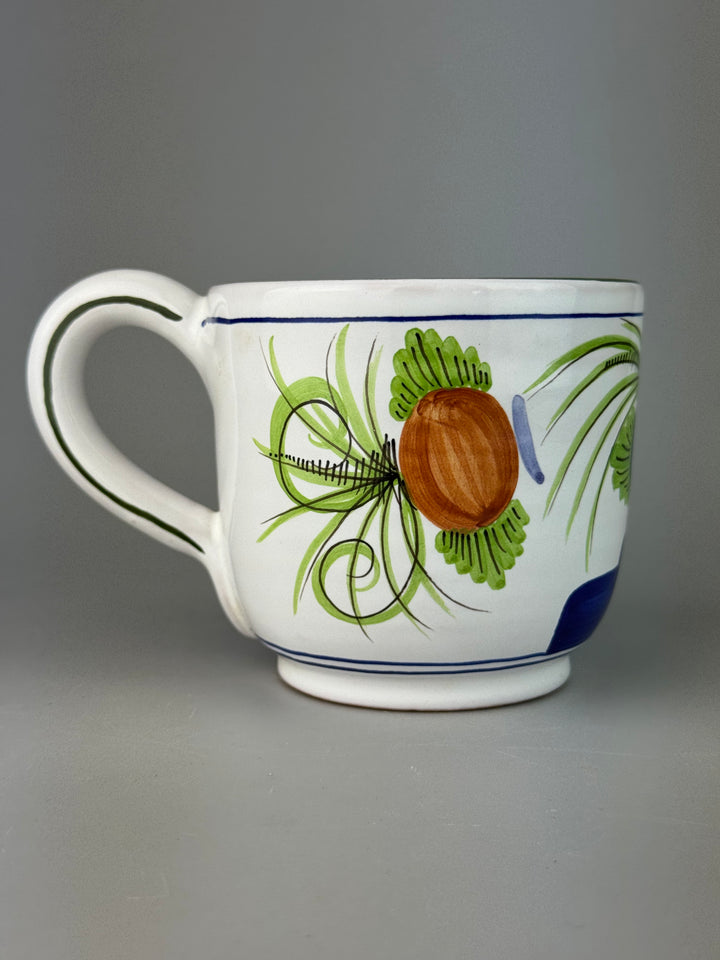 Coppia di tazze vintage in ceramica dipinte a mano decoro garofano
